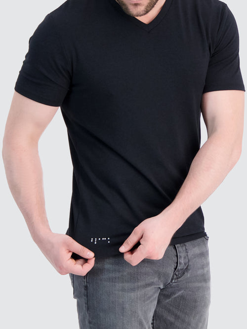 Men's SS V-Neck Tee in Black