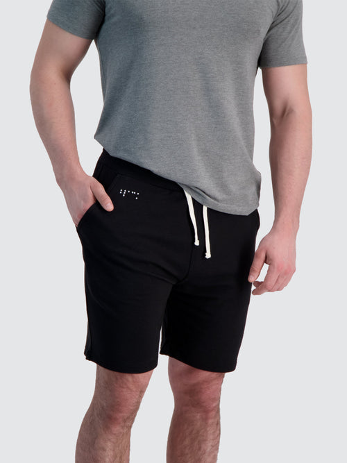 Men's French Terry Lounge Shorts in Black