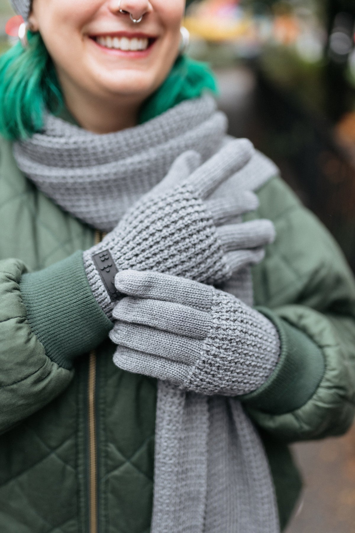 Two Blind Brothers - Gift Waffle Knit Gloves Grey