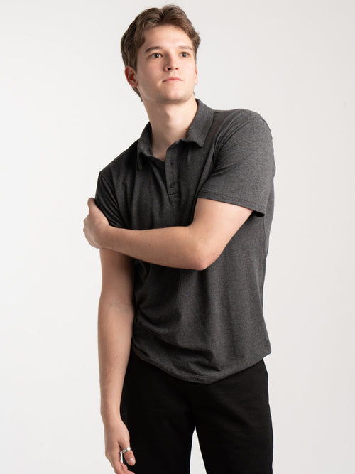Men's Short Sleeve Polo in Charcoal