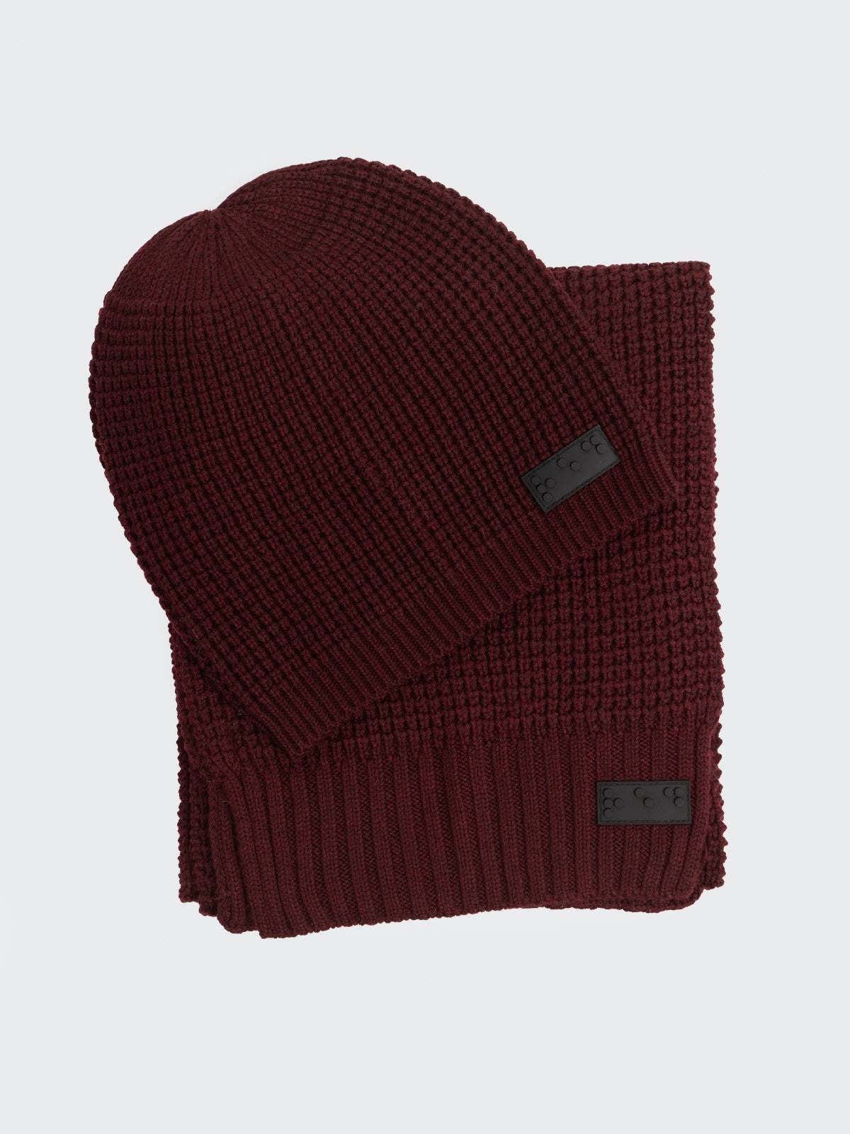Two Blind Brothers - Gift Waffle Knit Beanie & Scarf Set Maroon