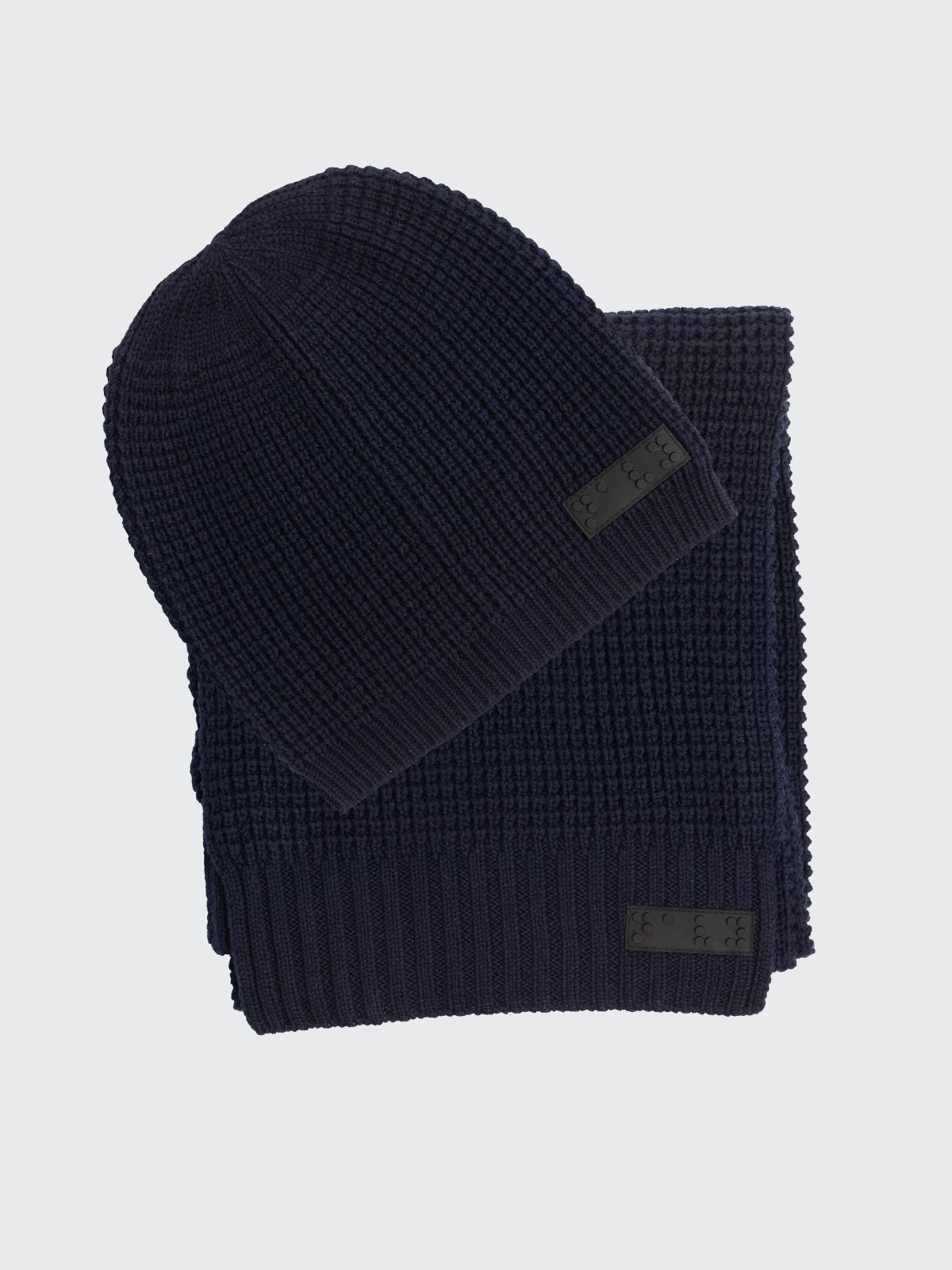 Two Blind Brothers - Gift Waffle Knit Beanie & Scarf Set Navy