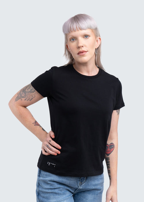 Women's Supima Cotton Short Sleeve Crewneck in Black